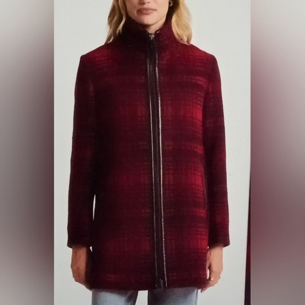 New PENDLETON Women's Wool Blend Plaid Walker Jacket Zip Up Red Size Medium NWT